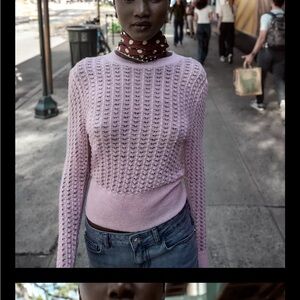 Zara Pink Crochet Sweater